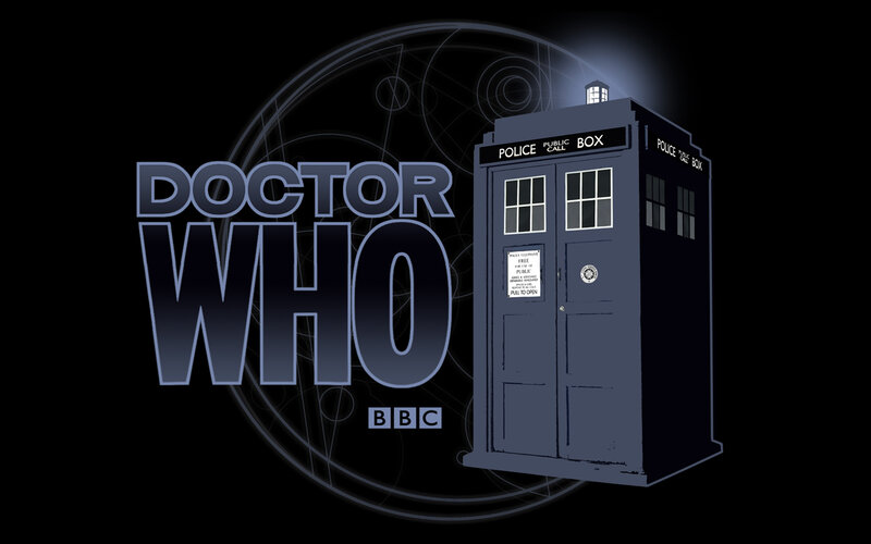 Doctor Who logo with TARDIS