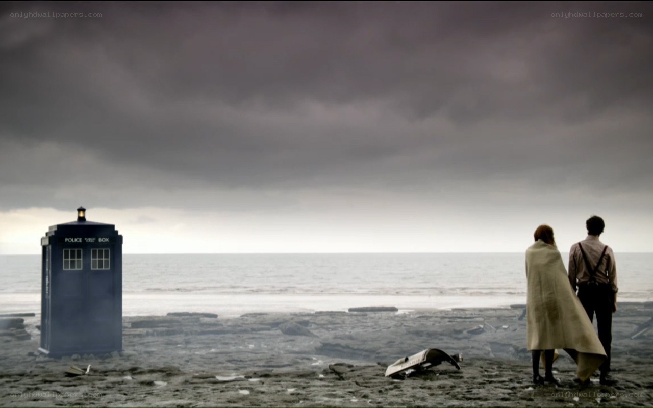 Doctor Who on a desolate beach