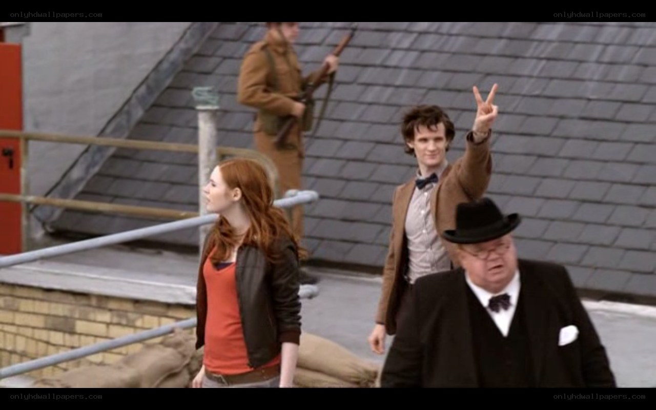 Doctor Who on a rooftop