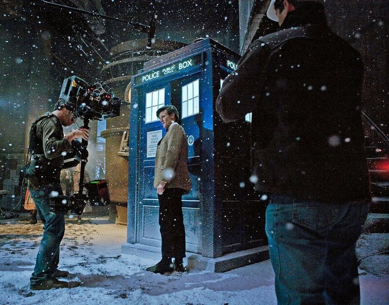 Doctor Who on set in snow
