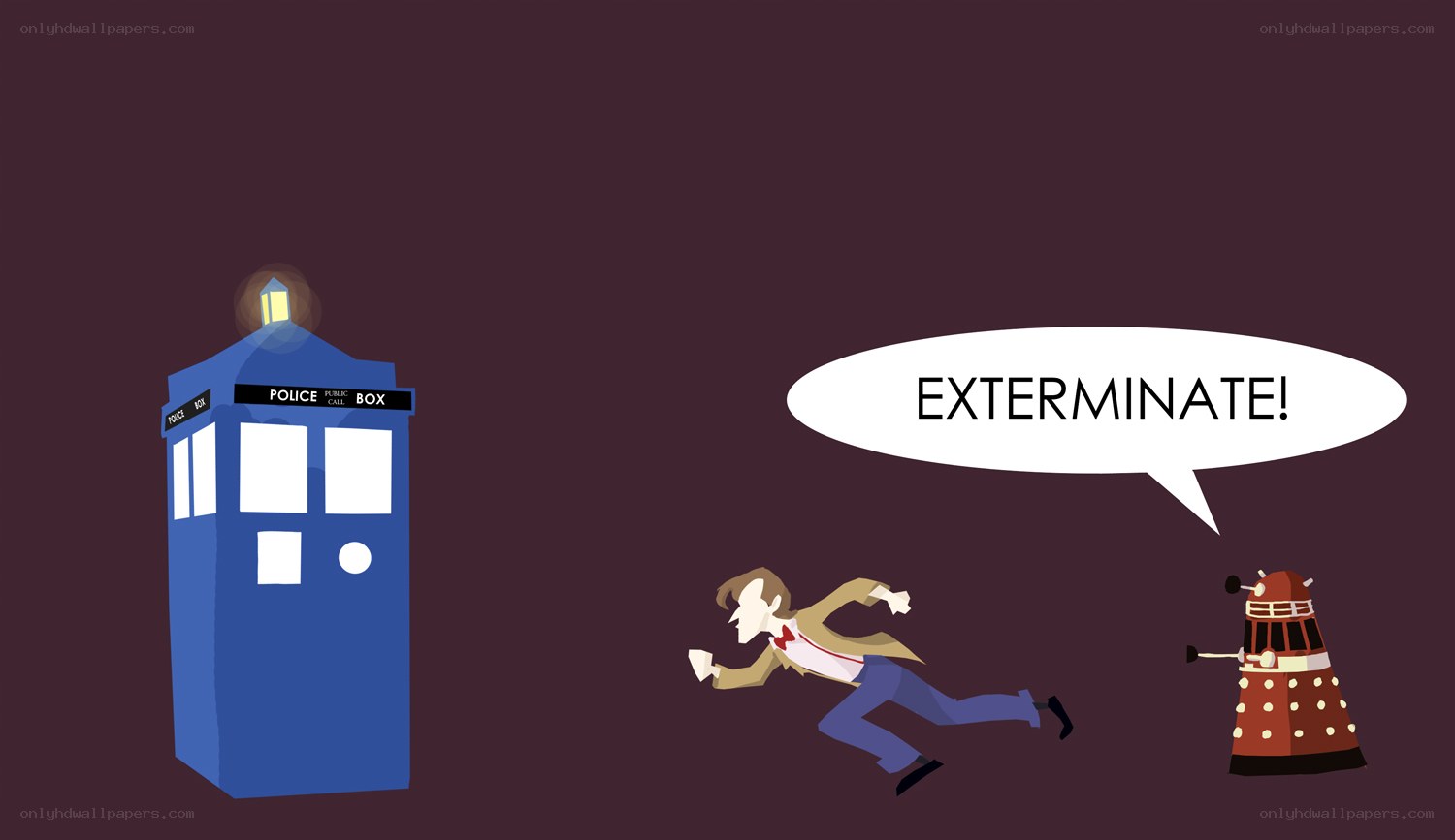 Doctor Who running from Dalek