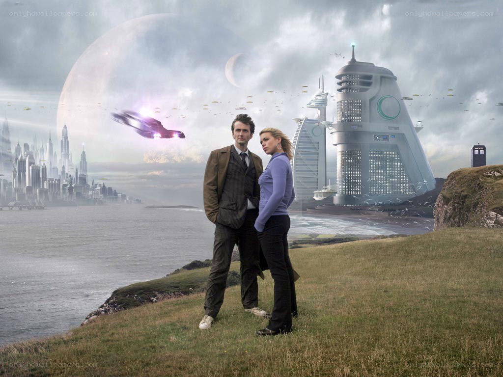 Doctor Who scene with alien city