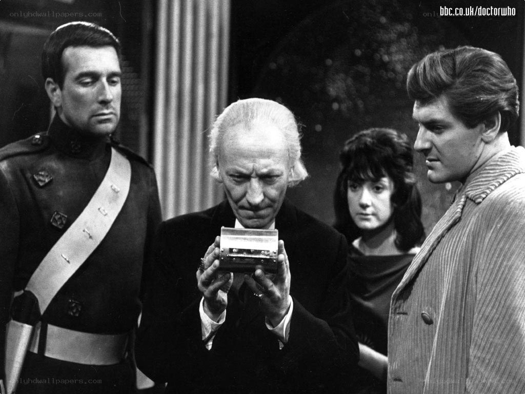 Doctor Who scene with characters