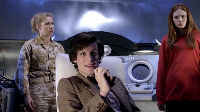 Doctor Who scene with companions