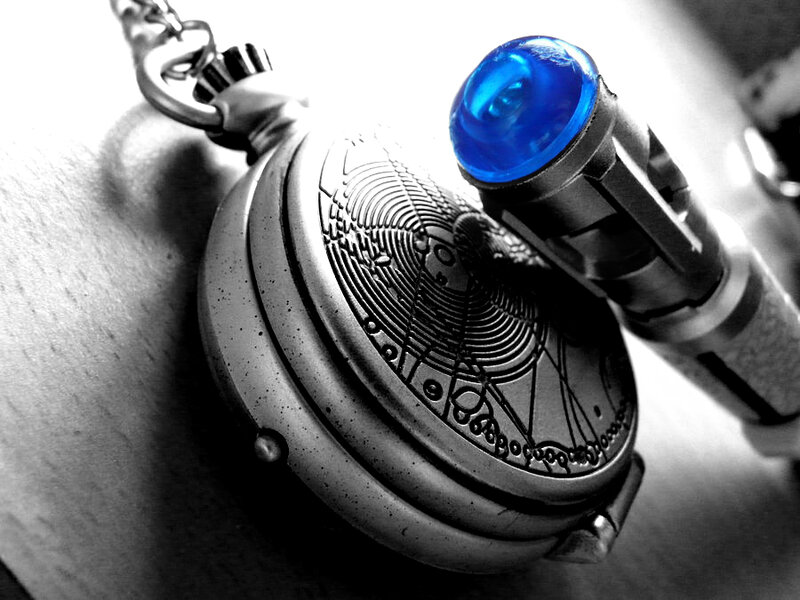 Doctor Who sonic screwdriver and pocket watch