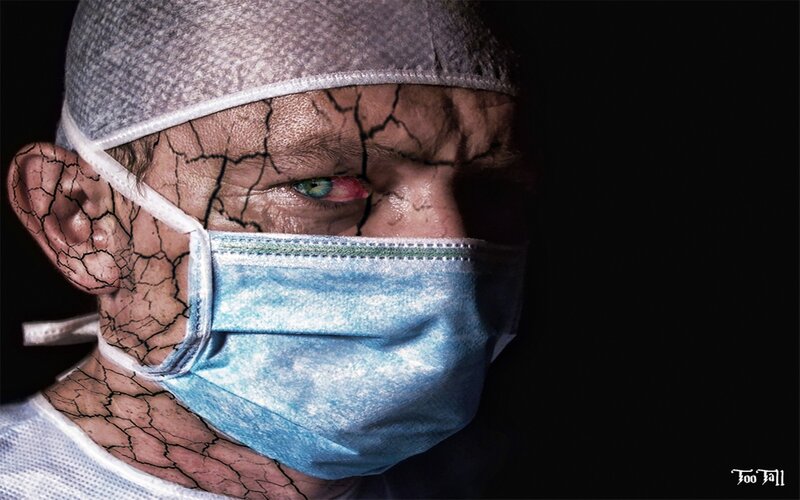 doctor with cracked skin