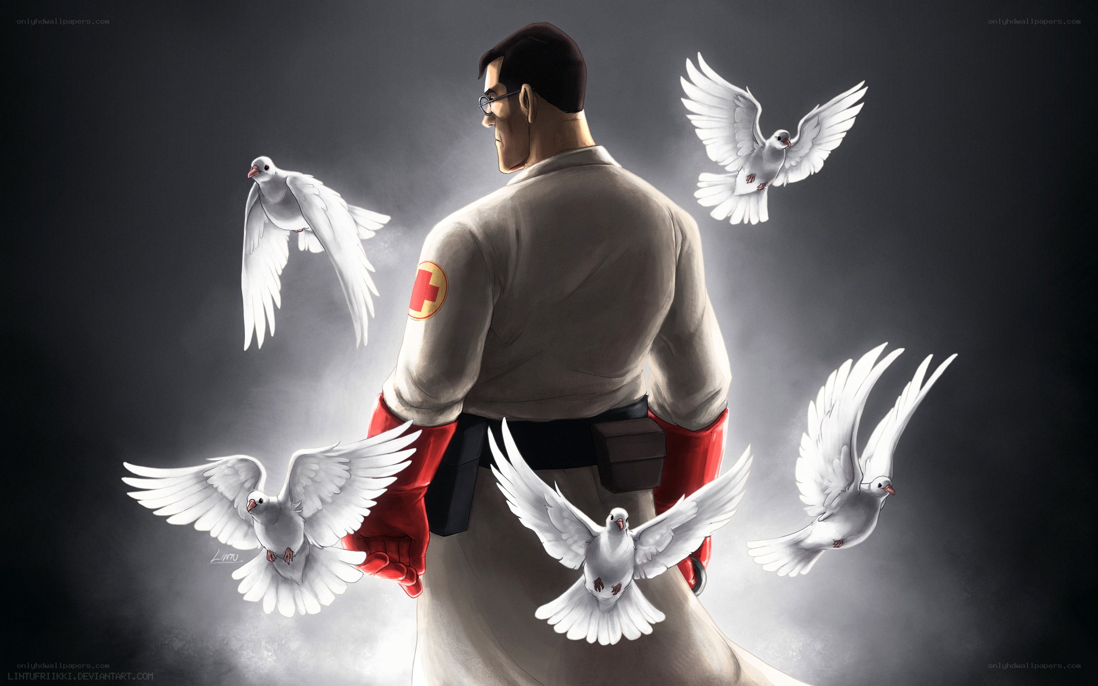 Doctor with doves