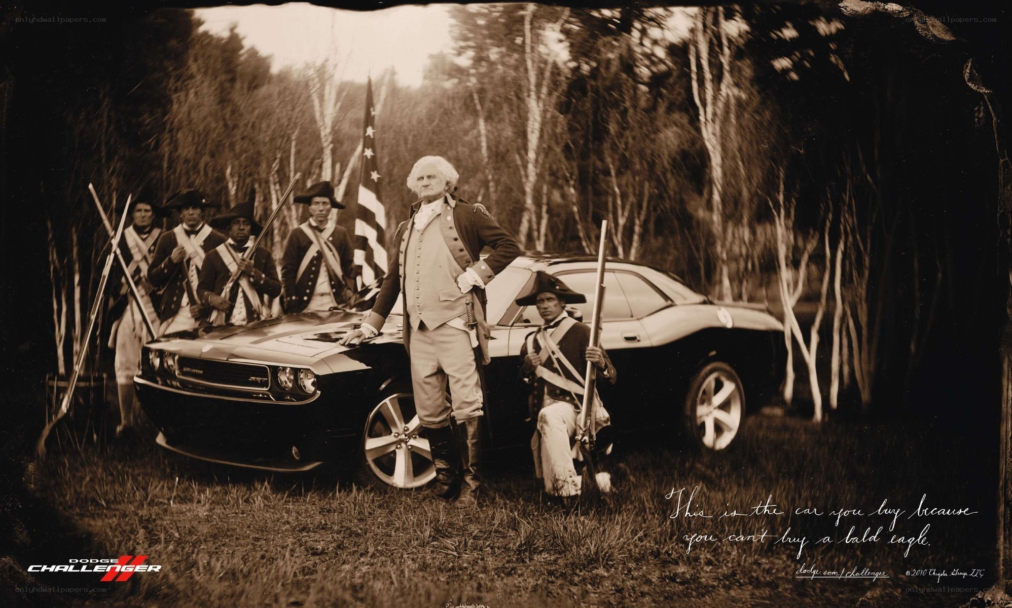 Dodge Challenger ad with historical figures