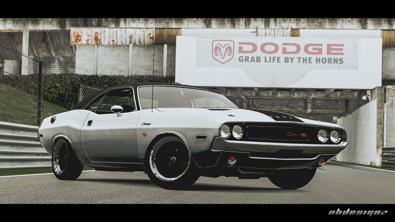 Dodge Challenger on a racetrack