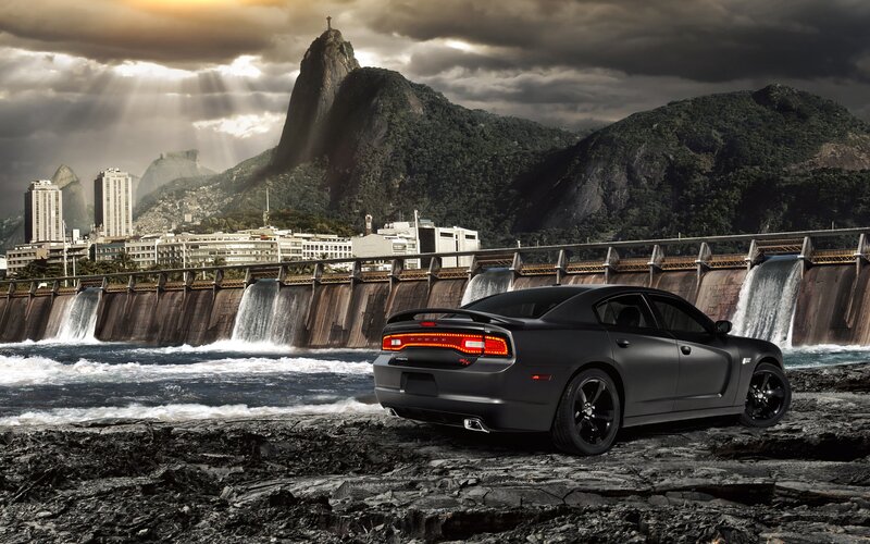 Dodge Charger by a dam