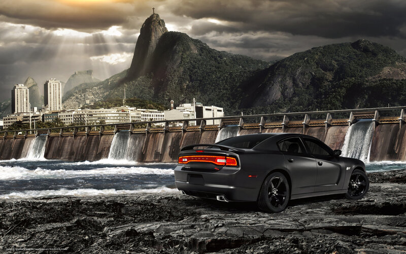 Dodge Charger by a dam