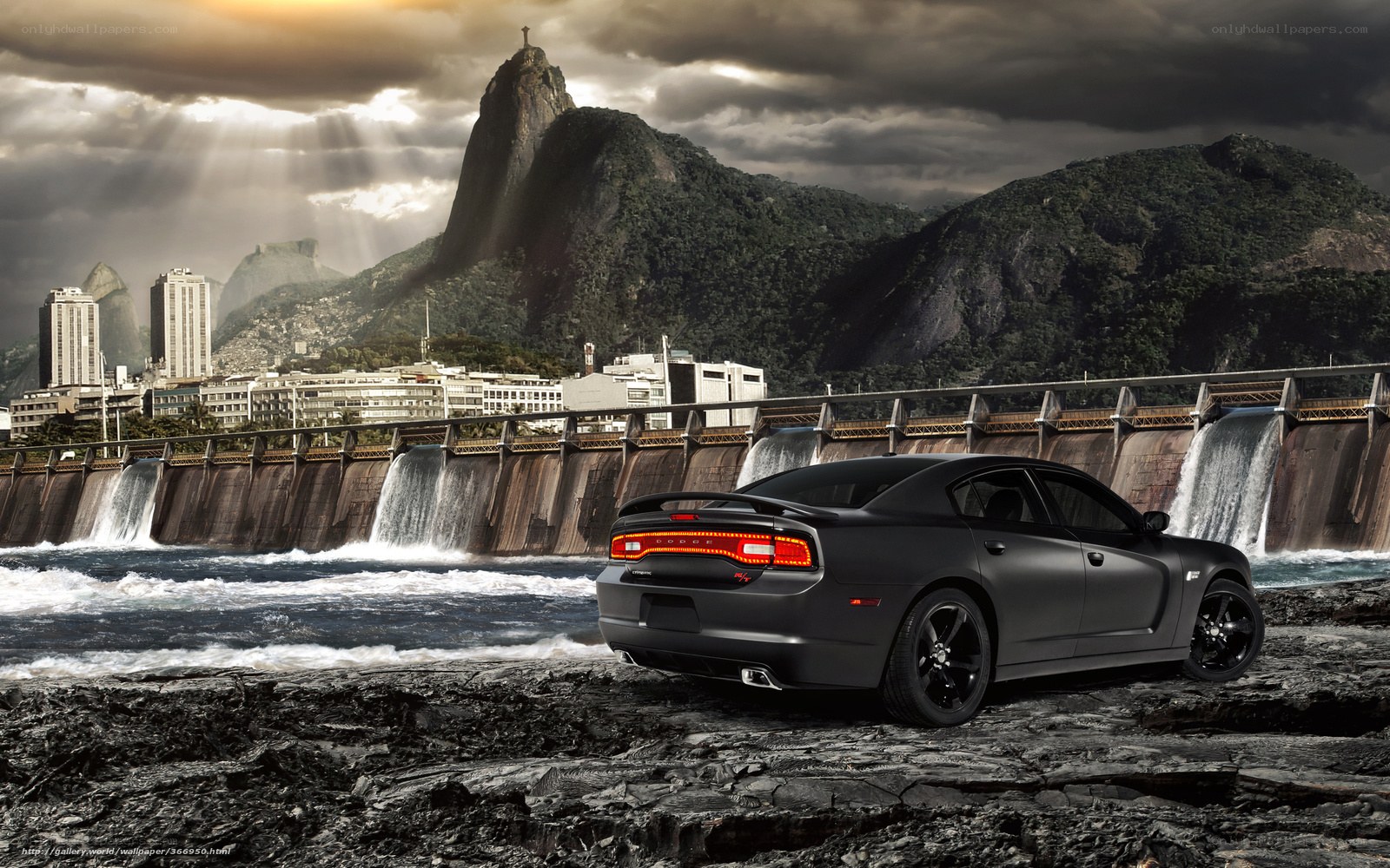 Dodge Charger by a dam