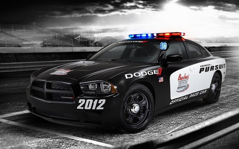 Dodge Charger Police Car — Black, Dramatic, Sunset, Photograph