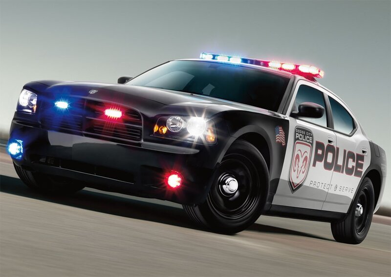 Dodge Charger police car in motion
