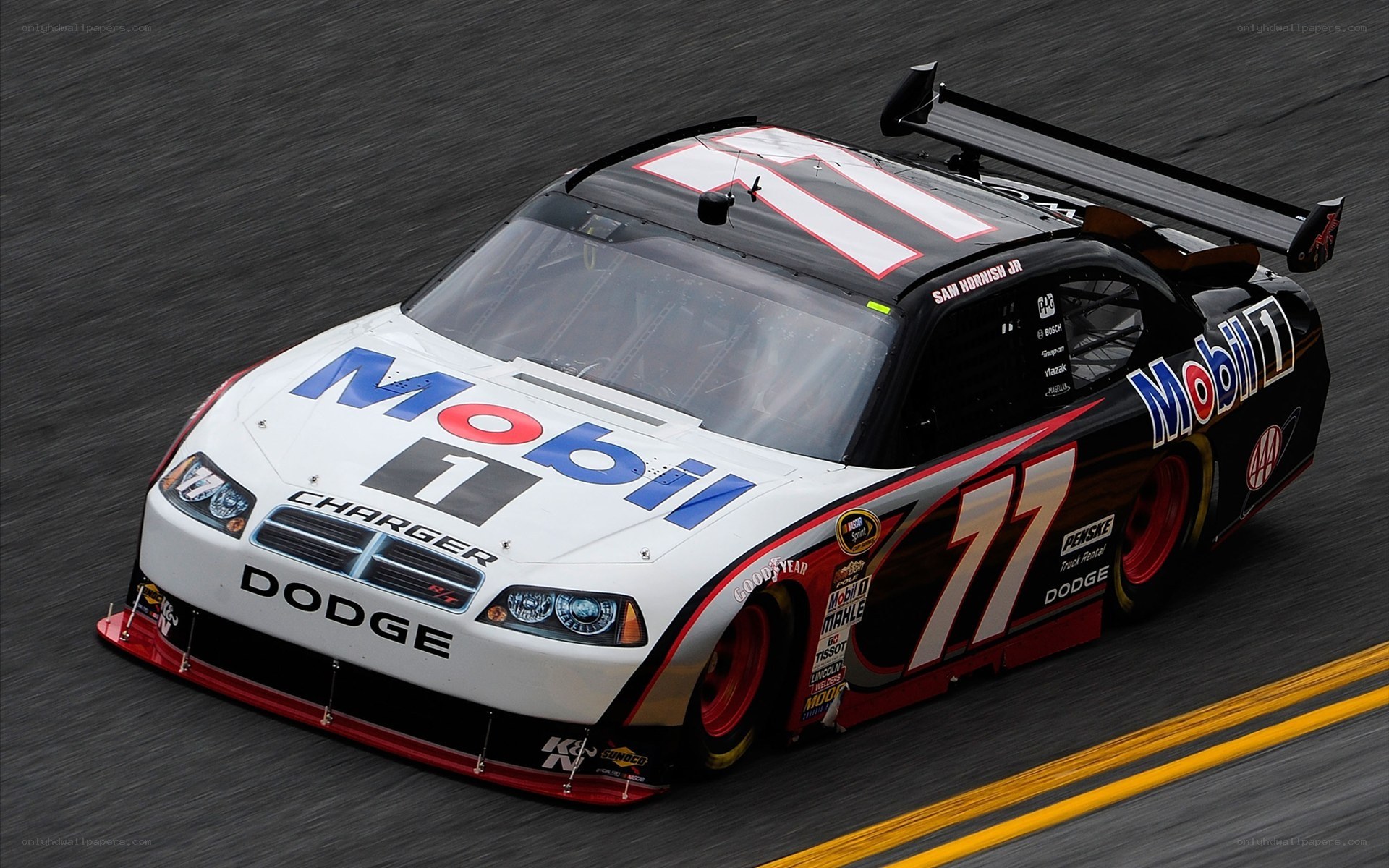 Dodge Charger race car in motion