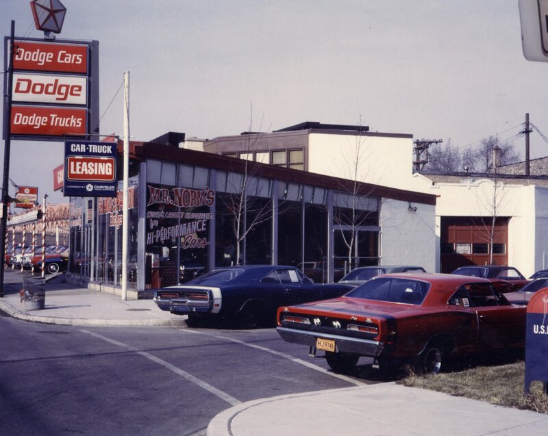 Dodge dealership with classic cars