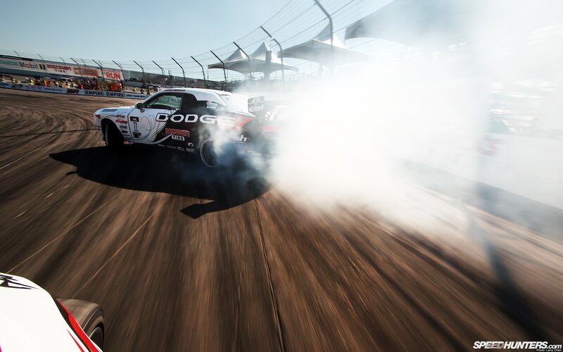 Dodge drift car on track