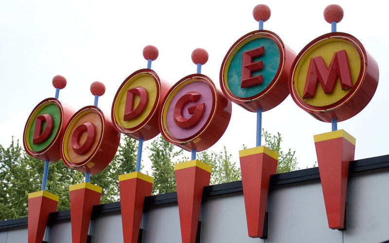 Dodge 'Em sign at amusement park