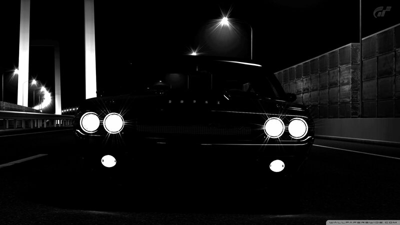 Dodge muscle car at night