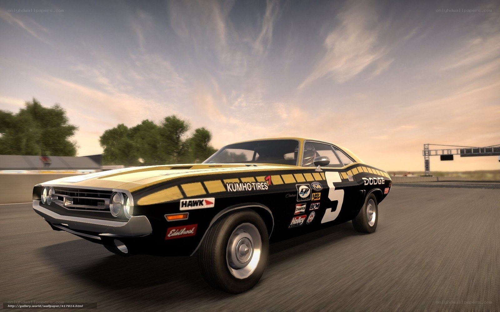 Dodge muscle car on racetrack