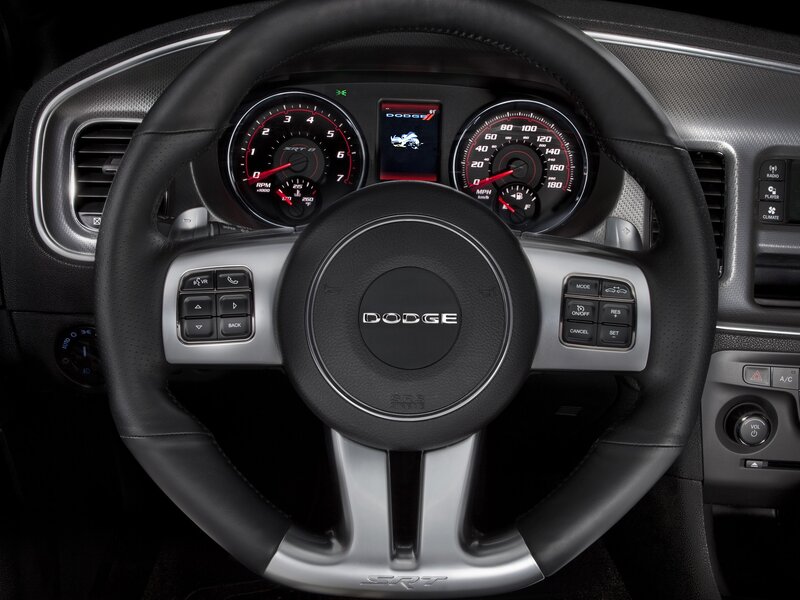 Dodge SRT steering wheel and dashboard