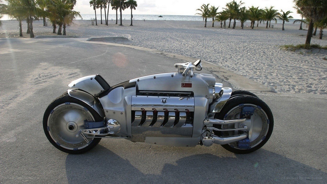 Dodge Tomahawk motorcycle on beach