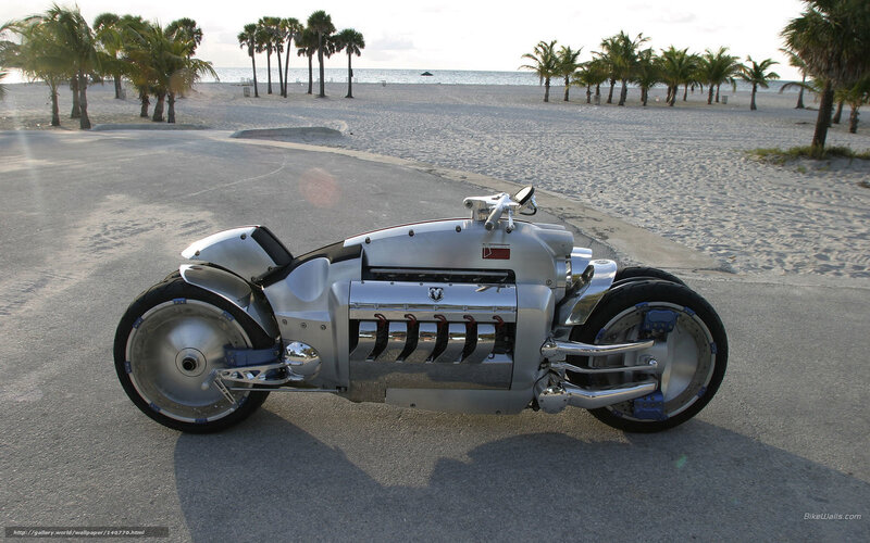 Dodge Tomahawk motorcycle on beach