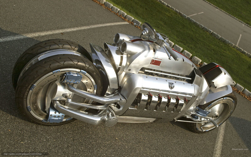 Dodge Tomahawk Motorcycle — Silver, Dramatic, Afternoon
