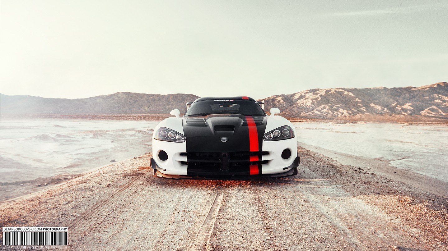 Dodge Viper in desert landscape