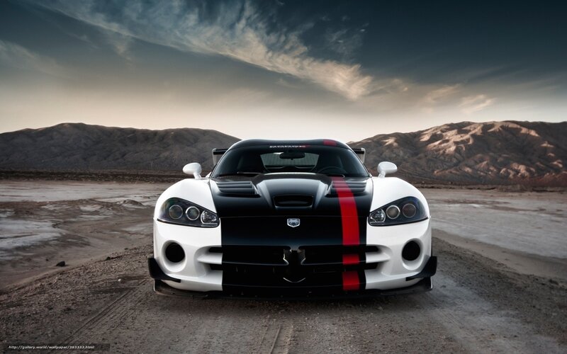 Dodge Viper in desert landscape