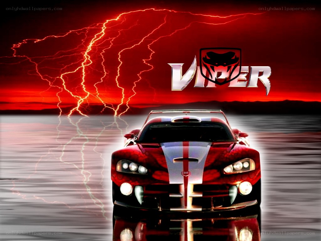Dodge Viper on stormy lake