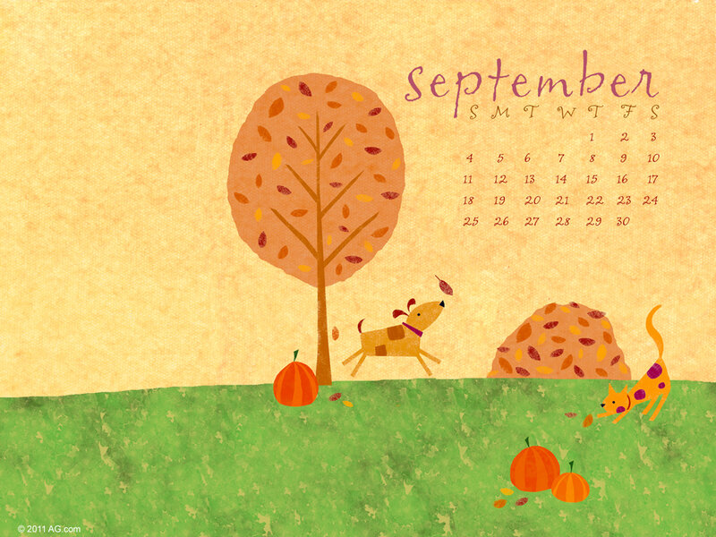 Dog and Cat in Autumn