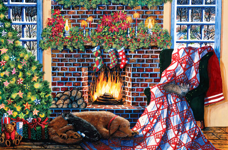Dog and Cat Sleeping — Red