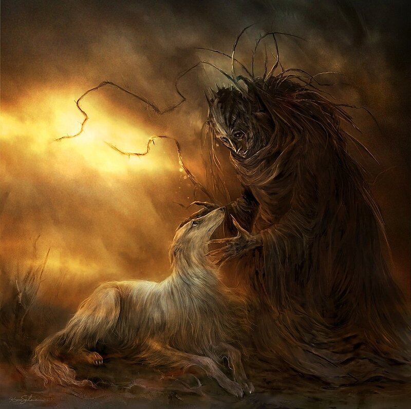 Dog and Dark Creature