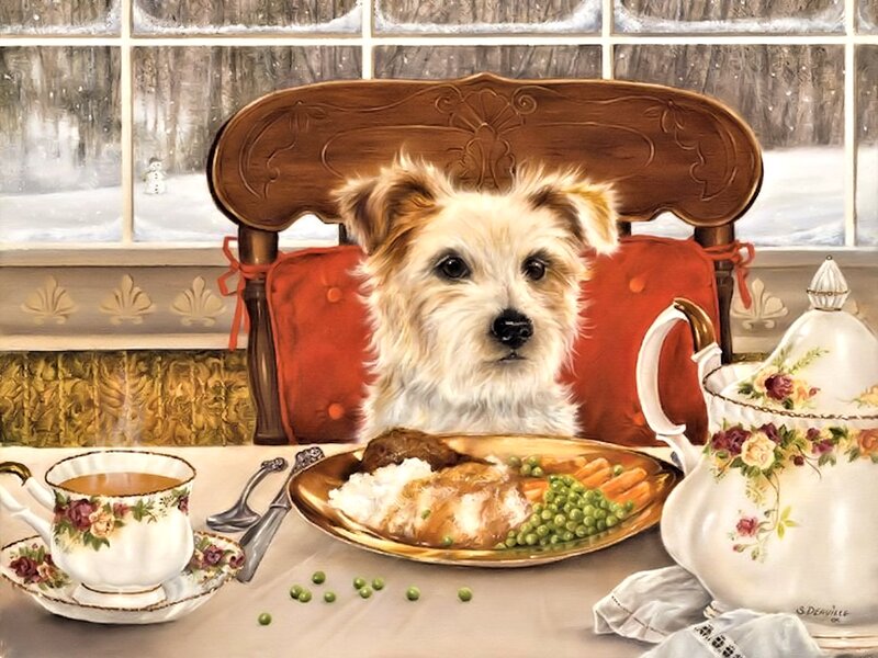 Dog at Dinner Table