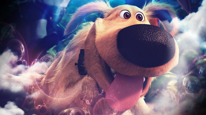 dog character in clouds