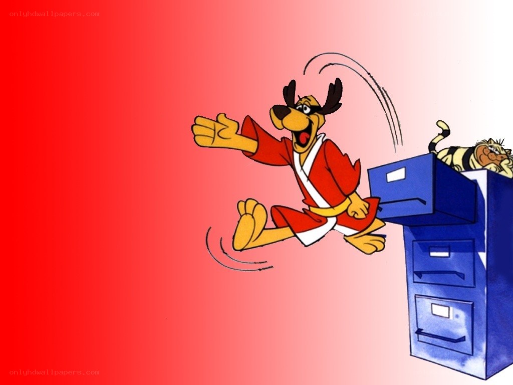 dog character jumping from filing cabinet