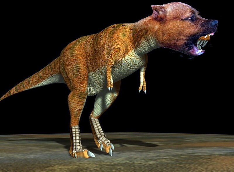 dog-headed dinosaur hybrid