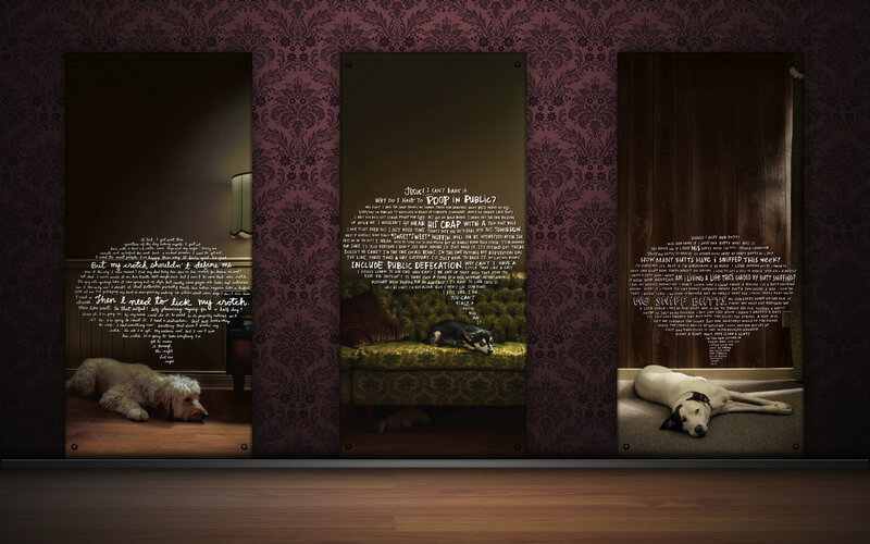 dog humor triptych art