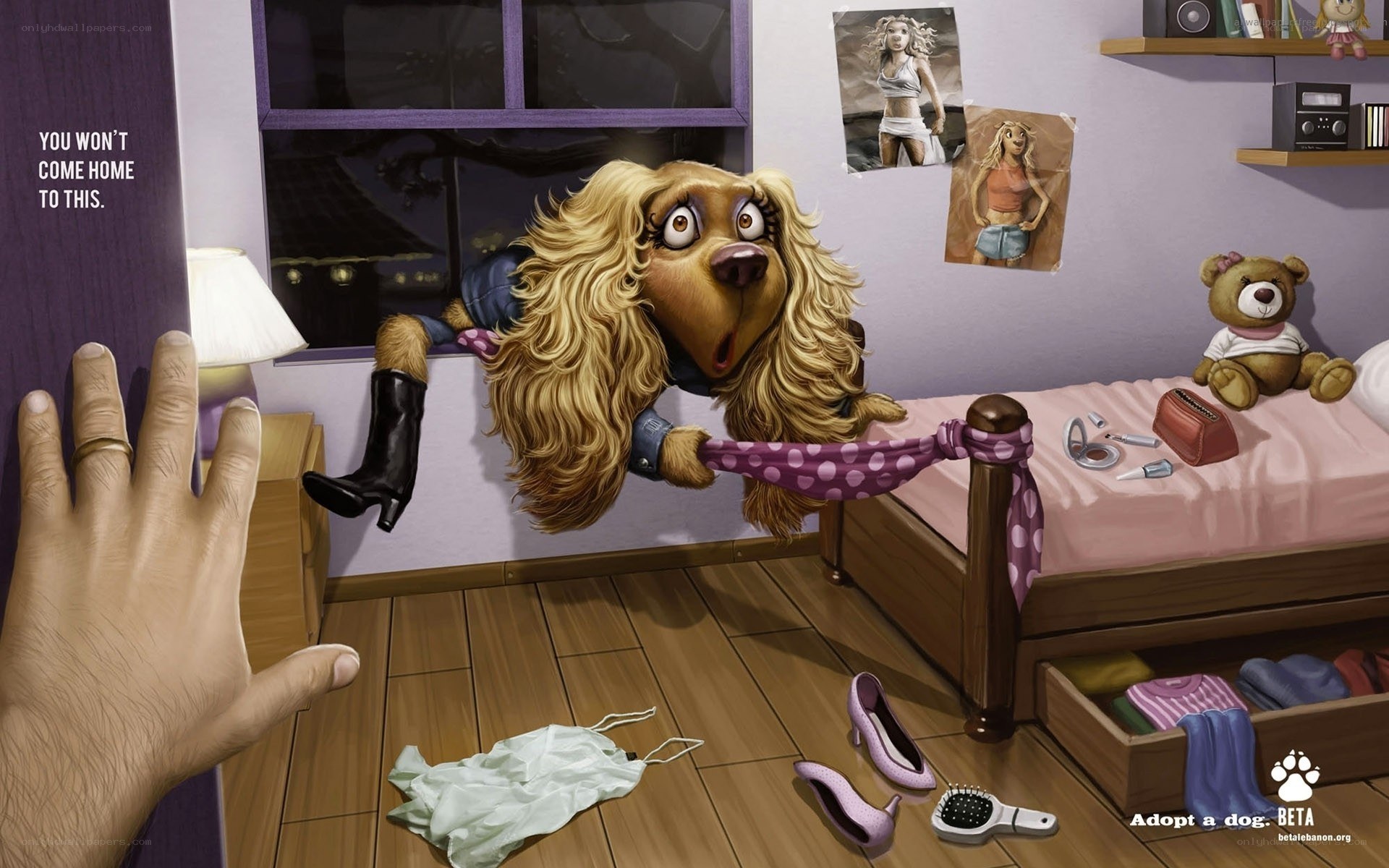 dog in bedroom ad