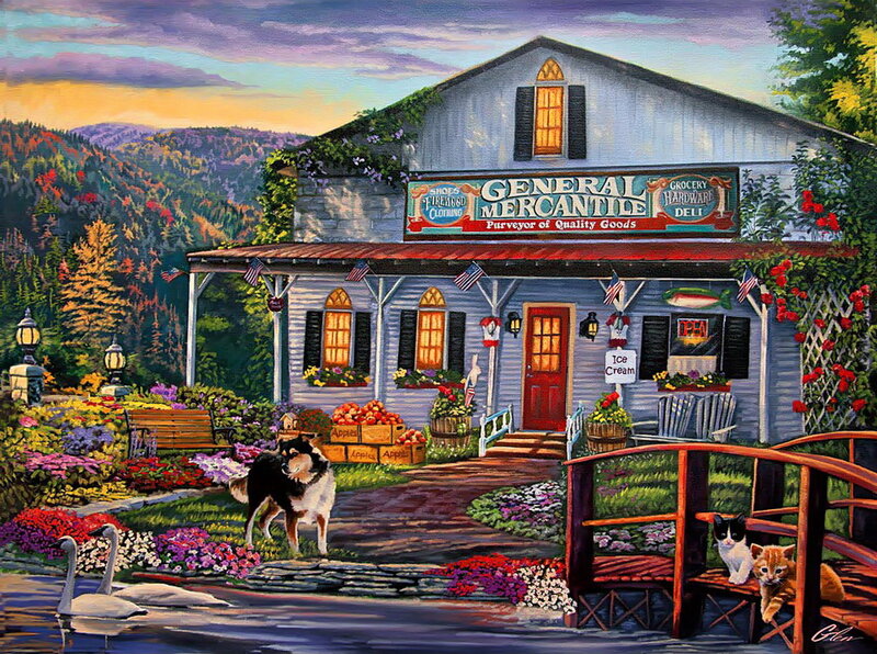 Dog in Front of Store