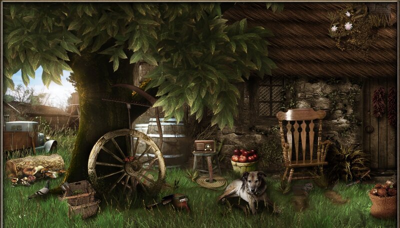 Dog in Garden — Green