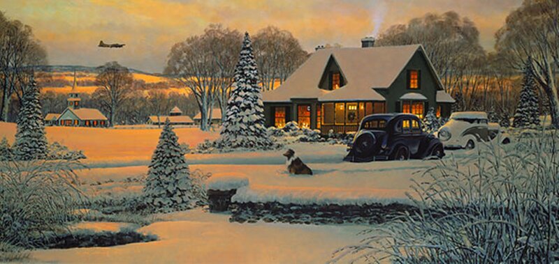 Dog in Snow — White, Serene, Winter, Painting