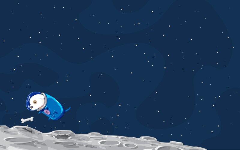 Dog in Space Suit — Blue, Calm