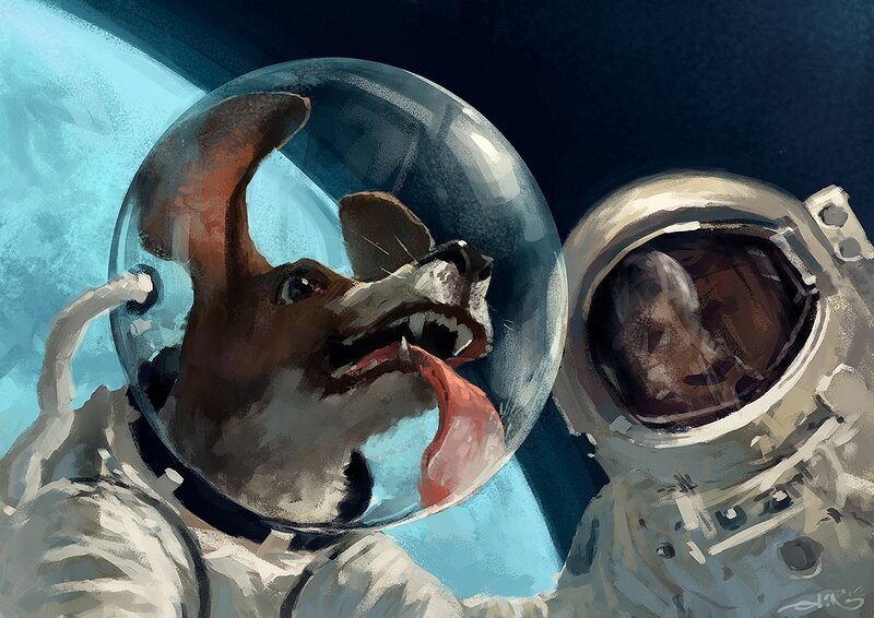 Dog in Space Suit — Blue