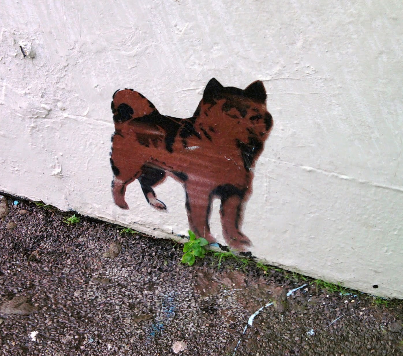 dog mural on wall