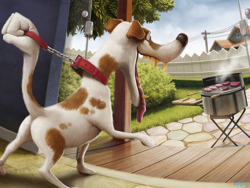 Dog on Leash at Grill