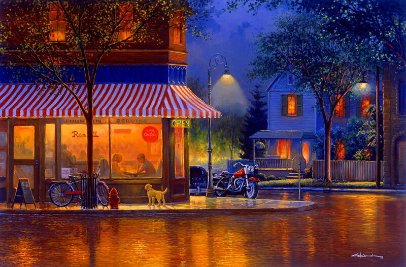 Dog on Wet Street — Orange