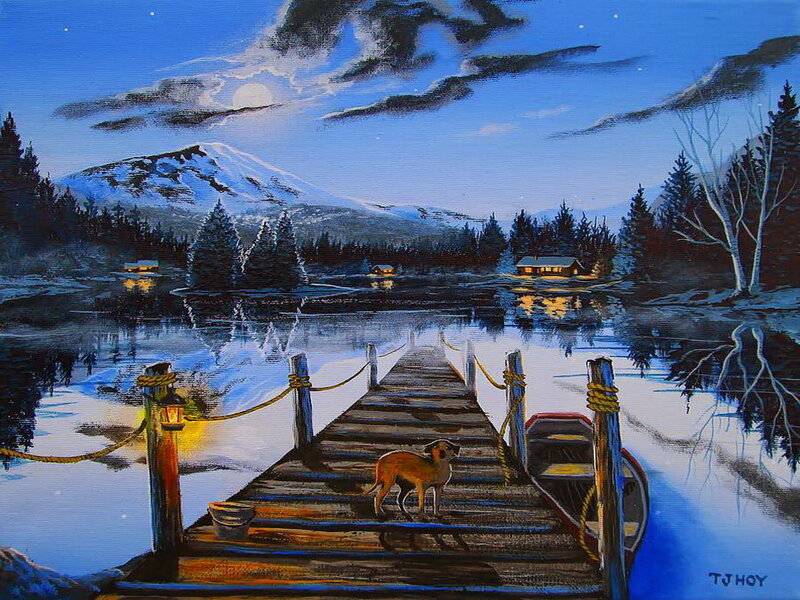 Dog on Wooden Dock
