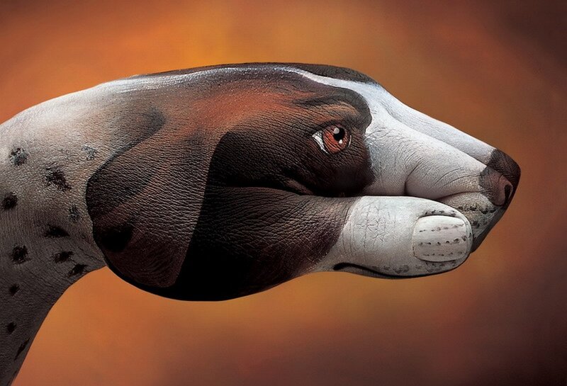 Dog Painted on Hand